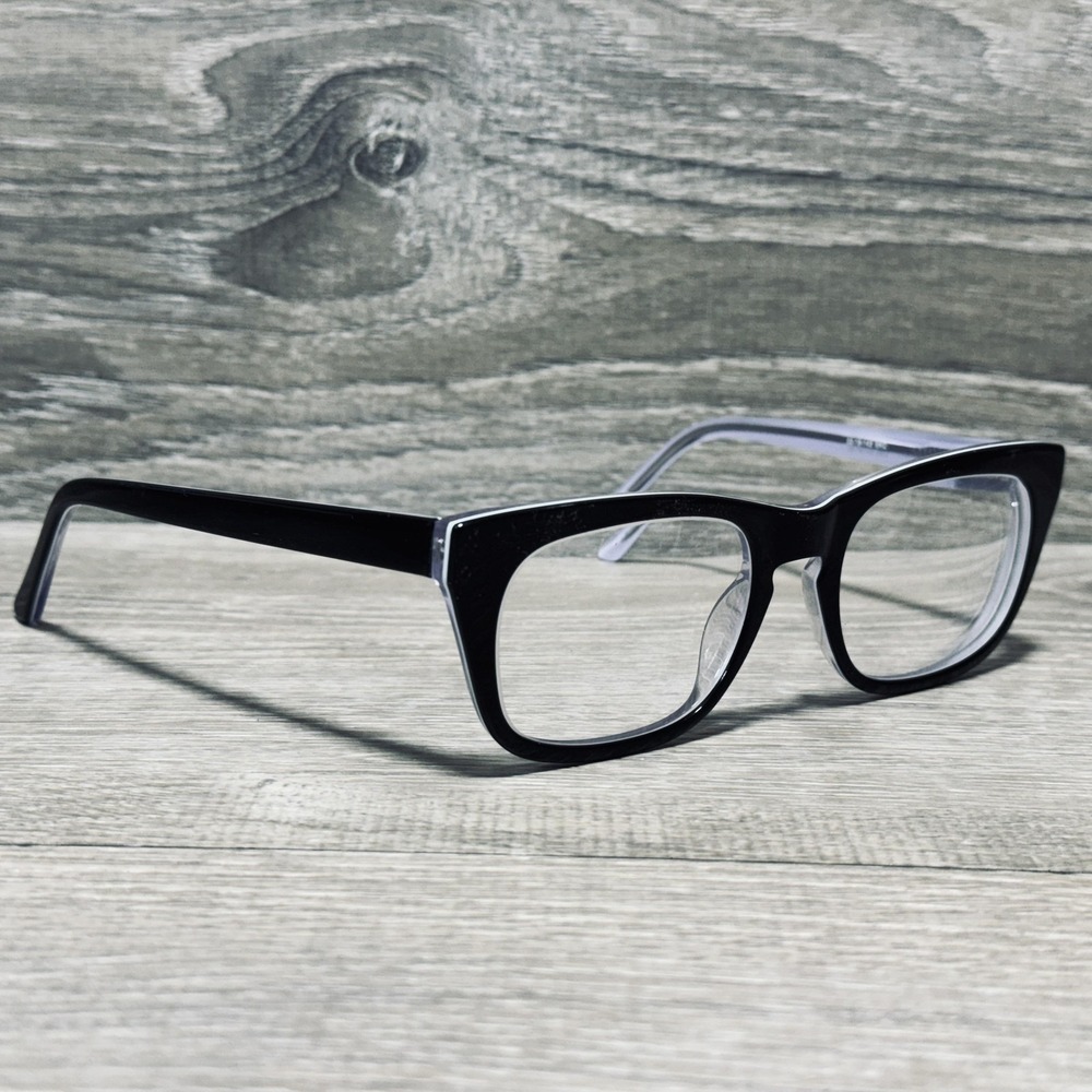 Baron BZ47 Eyeglass Frames Womens 52-19-145 Black Clear Rectangular Frames Only